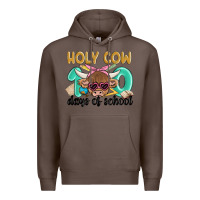 Coffee holy cow 100 days of school Premium Hoodie - MaliasSmallBusiness