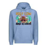 Colony Blue holy cow 100 days of school Premium Hoodie - MaliasSmallBusiness