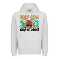 Dove Grey holy cow 100 days of school Premium Hoodie - MaliasSmallBusiness