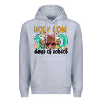 Heather Grey holy cow 100 days of school Premium Hoodie - MaliasSmallBusiness