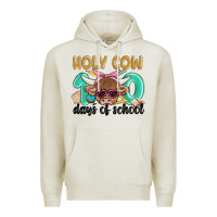 Oatmeal Heather holy cow 100 days of school Premium Hoodie - MaliasSmallBusiness