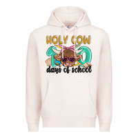 Pale Pink holy cow 100 days of school Premium Hoodie - MaliasSmallBusiness
