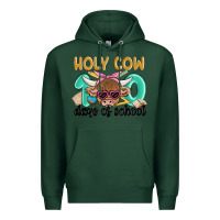 Sports Green holy cow 100 days of school Premium Hoodie - MaliasSmallBusiness
