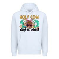 White holy cow 100 days of school Premium Hoodie - MaliasSmallBusiness