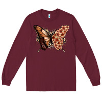 Burgundy melanin  butterfly Long Sleeve Tee - Zillion Design Studio