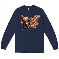 Navy melanin  butterfly Long Sleeve Tee - Zillion Design Studio