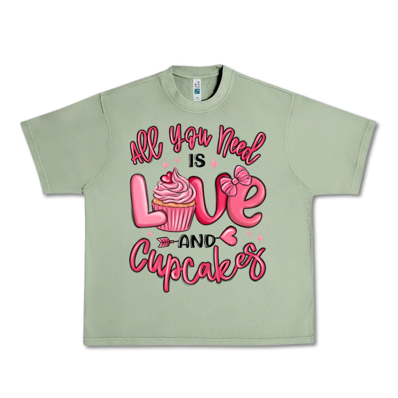 All You Need Is Love And Cupcakes Valentines Day Urban Heavy Tee by MaliasSmallBusiness | Teevron