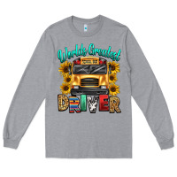 Heather Grey worlds greatest school bus driver Long Sleeve Tee - texasbilliewilder