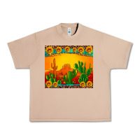 Desert Sunset With Cactus Sunflowers And Leopard Urban Heavy Tee | Teevron