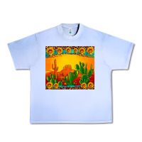 Grape Ice desert sunset with cactus sunflowers and leopard Urban Heavy Tee - Artiststas