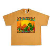 Peanut Butter desert sunset with cactus sunflowers and leopard Urban Heavy Tee - Artiststas