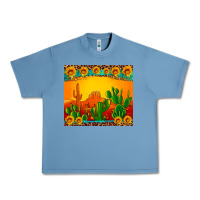 Pebble Blue desert sunset with cactus sunflowers and leopard Urban Heavy Tee - Artiststas