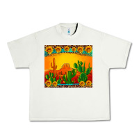Pistachio desert sunset with cactus sunflowers and leopard Urban Heavy Tee - Artiststas