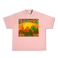 Salmon desert sunset with cactus sunflowers and leopard Urban Heavy Tee - Artiststas