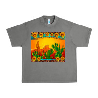 Tornado desert sunset with cactus sunflowers and leopard Urban Heavy Tee - Artiststas
