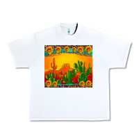 White desert sunset with cactus sunflowers and leopard Urban Heavy Tee - Artiststas