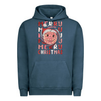Pigment Midnight Navy merry christmas smiling face Urban Hoodie - MaliasSmallBusiness