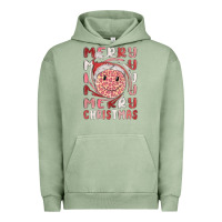Pigment Oil Green merry christmas smiling face Urban Hoodie - MaliasSmallBusiness