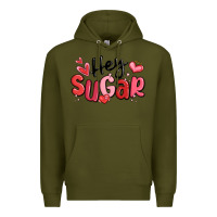 Army Green hey sugar valentines day Premium Hoodie - MaliasSmallBusiness