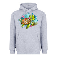 Heather Grey ocean with turtle Heavyweight Hoodie - AdoDesignShop