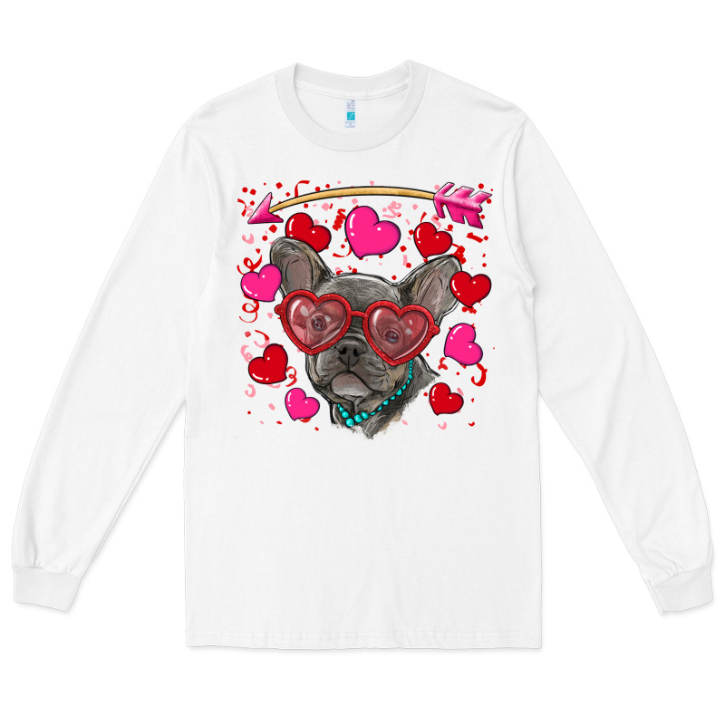Valentine's Day French Bulldog Puppy Long Sleeve Tee by RanaPortraitStore | Teevron