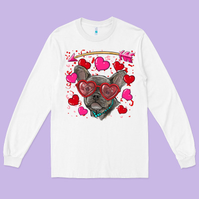 Long Sleeve Tee valentine's day french bulldog puppy