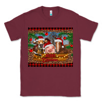 Burgundy merry christmas cow pig and horse Classic Tee - RanaPortraitStore
