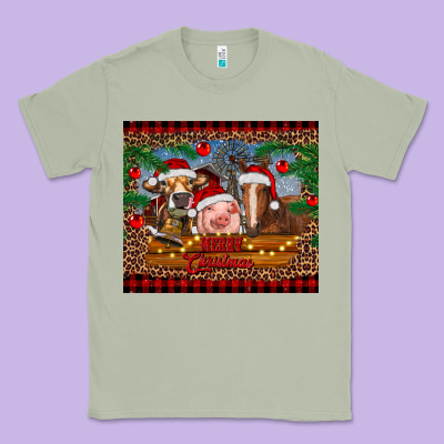 Merry Christmas Cow Pig And Horse Classic Tee Designed By Ranaportraitstore