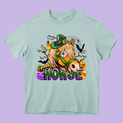 Spooky Horse Heavy Core Tee Designed By Cowhidedigitalart