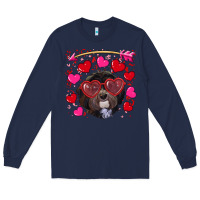 Navy valentine's day havanese dog Long Sleeve Tee - RanaPortraitStore