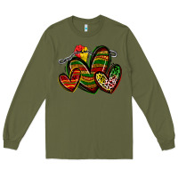 Army Green juneteenth hearts Long Sleeve Tee - Zillion Design Studio