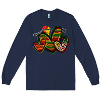 Navy juneteenth hearts Long Sleeve Tee - Zillion Design Studio