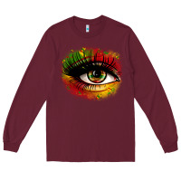 Burgundy juneteenth eye Long Sleeve Tee - Zillion Design Studio
