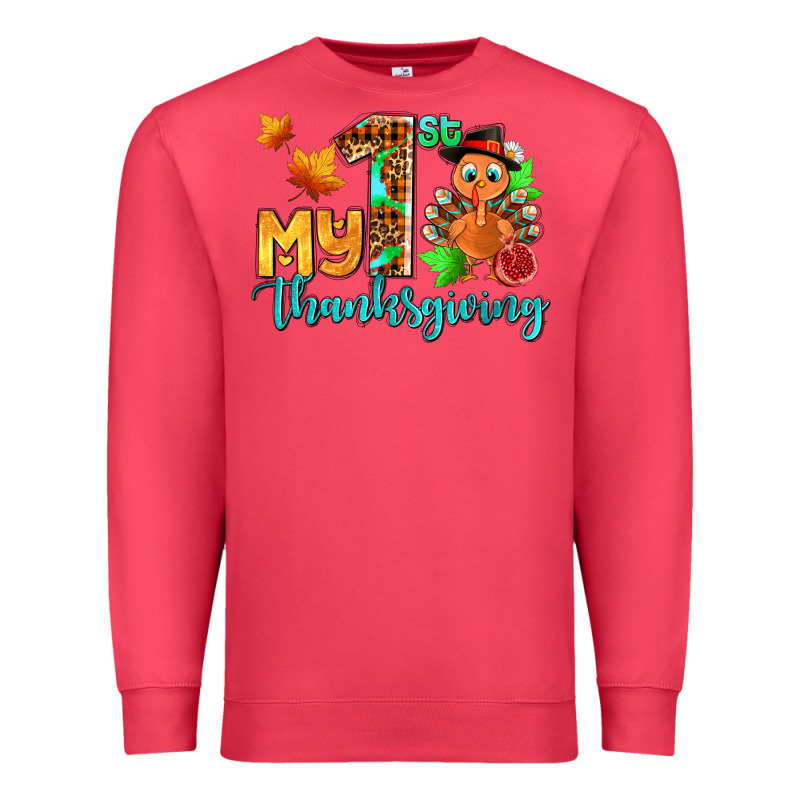 My First Thanksgiving With Turkey Premium Sweatshirt by AdoDesignShop | Teevron