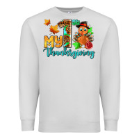 Dove Grey my first thanksgiving with turkey Premium Sweatshirt - AdoDesignShop