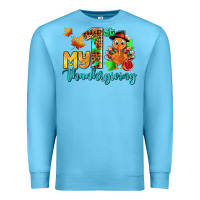 Ocean Blue my first thanksgiving with turkey Premium Sweatshirt - AdoDesignShop