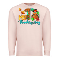 Pale Pink my first thanksgiving with turkey Premium Sweatshirt - AdoDesignShop