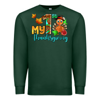 Sports Green my first thanksgiving with turkey Premium Sweatshirt - AdoDesignShop