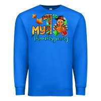 True Royal my first thanksgiving with turkey Premium Sweatshirt - AdoDesignShop