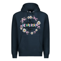 Navy he has risen Premium Hoodie - MaliasSmallBusiness