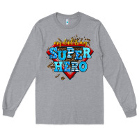Heather Grey my dad is my super hero Long Sleeve Tee - AdoDesignShop