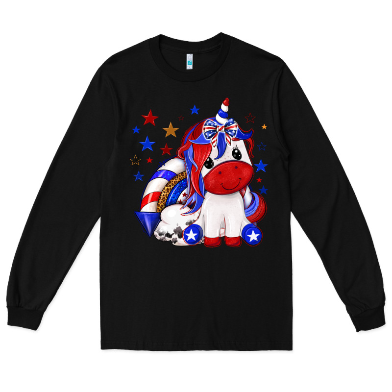 4th Of July American Unicorn Long Sleeve Tee by texasbilliewilder | Teevron