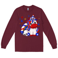 Burgundy 4th of july american unicorn Long Sleeve Tee - texasbilliewilder