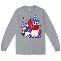 Heather Grey 4th of july american unicorn Long Sleeve Tee - texasbilliewilder