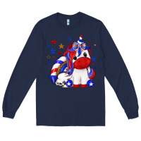Navy 4th of july american unicorn Long Sleeve Tee - texasbilliewilder