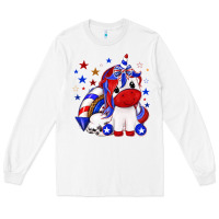 White 4th of july american unicorn Long Sleeve Tee - texasbilliewilder
