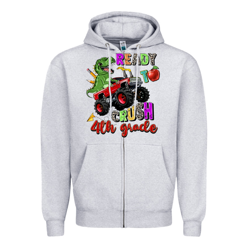 Ready To Crush 4th Grade Zipper Hoodie by Zillion Design Studio | Teevron
