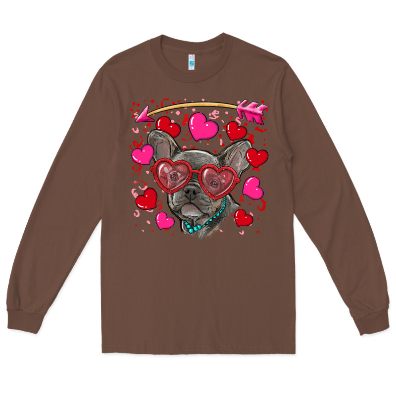 Valentine's Day French Bulldog Puppy Long Sleeve Tee by RanaPortraitStore | Teevron