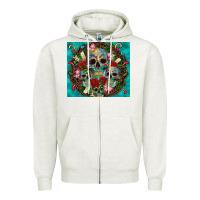 Oatmeal Heather sugar skulls tumbler 3 Zipper Hoodie - CTS Tumbler Store
