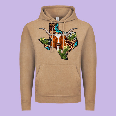 Longhorn Texas Map Vintage Hoodie Designed By Adodesignshop